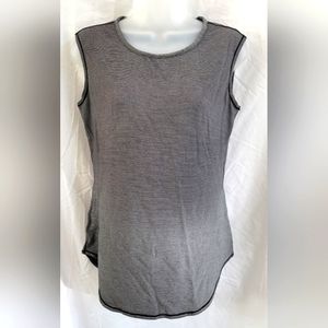 Athleta Womens Shanti Micro Stripe Tank Top XS Tencel Black White Workout